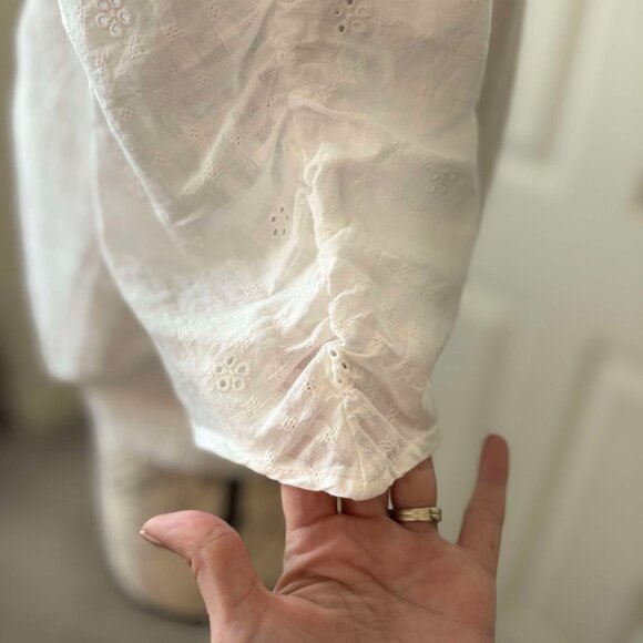 NWT Women's White One Shoulder Crop Top with Ruffled & Cinched Arm - Picture 3 of 9